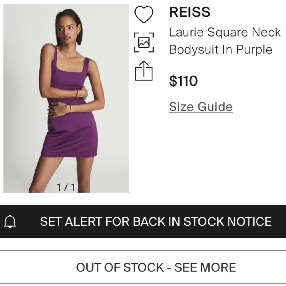 NWT REISS Laurie Square Neck Wide Straps sleeveless jersey Thong bodysuit top